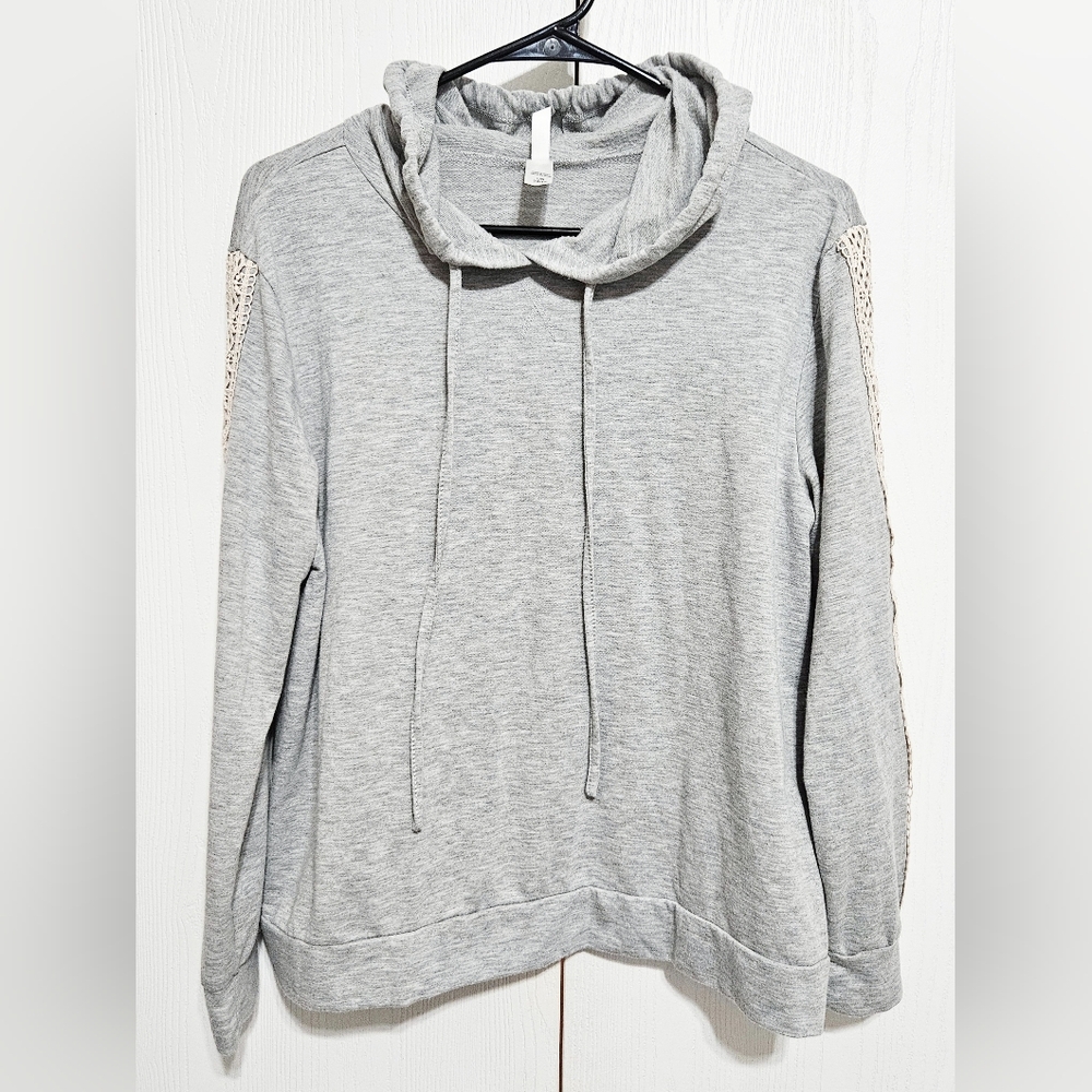 Flora Nikrooz Gray Hoodie with Lace Details